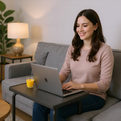 Height Adjustable Folding Laptop Table - Black