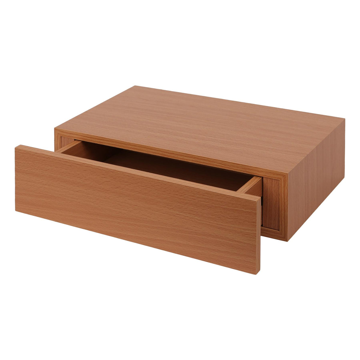 Wooden Floating Shelf with Drawer - 40cm - Walnut