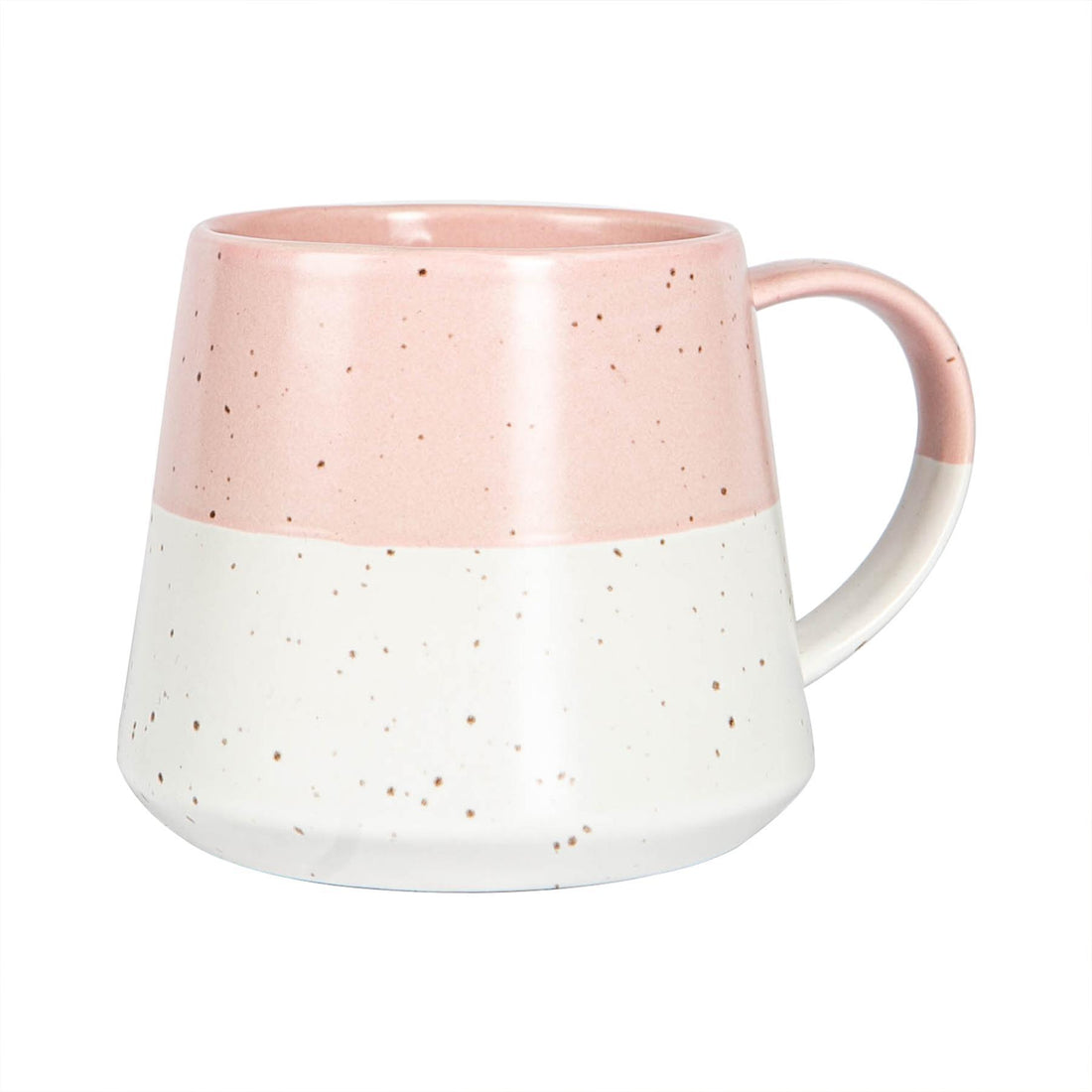 370ml Pink Colour Block Flecked Stoneware Belly Mug