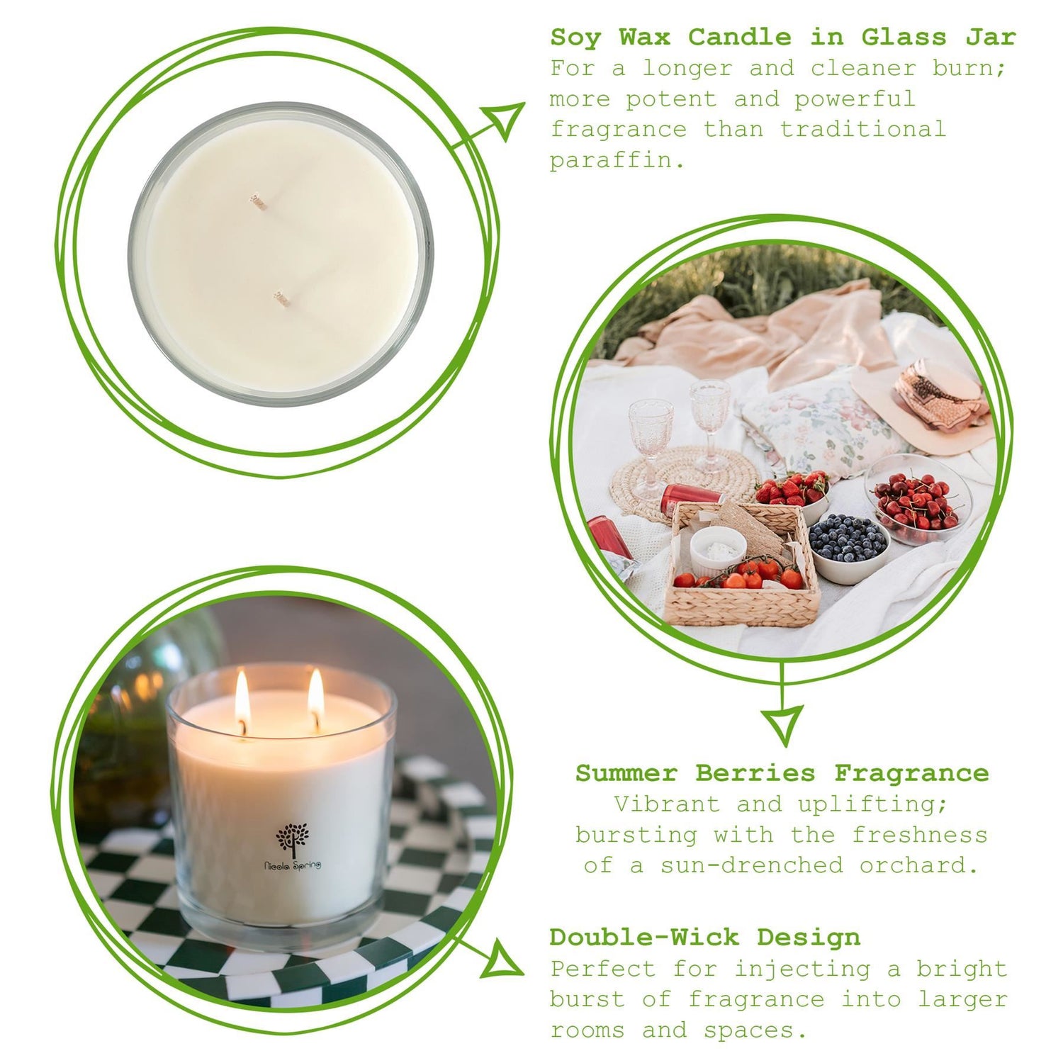 Soy Wax Scented Candle - 400g - Summer Berries