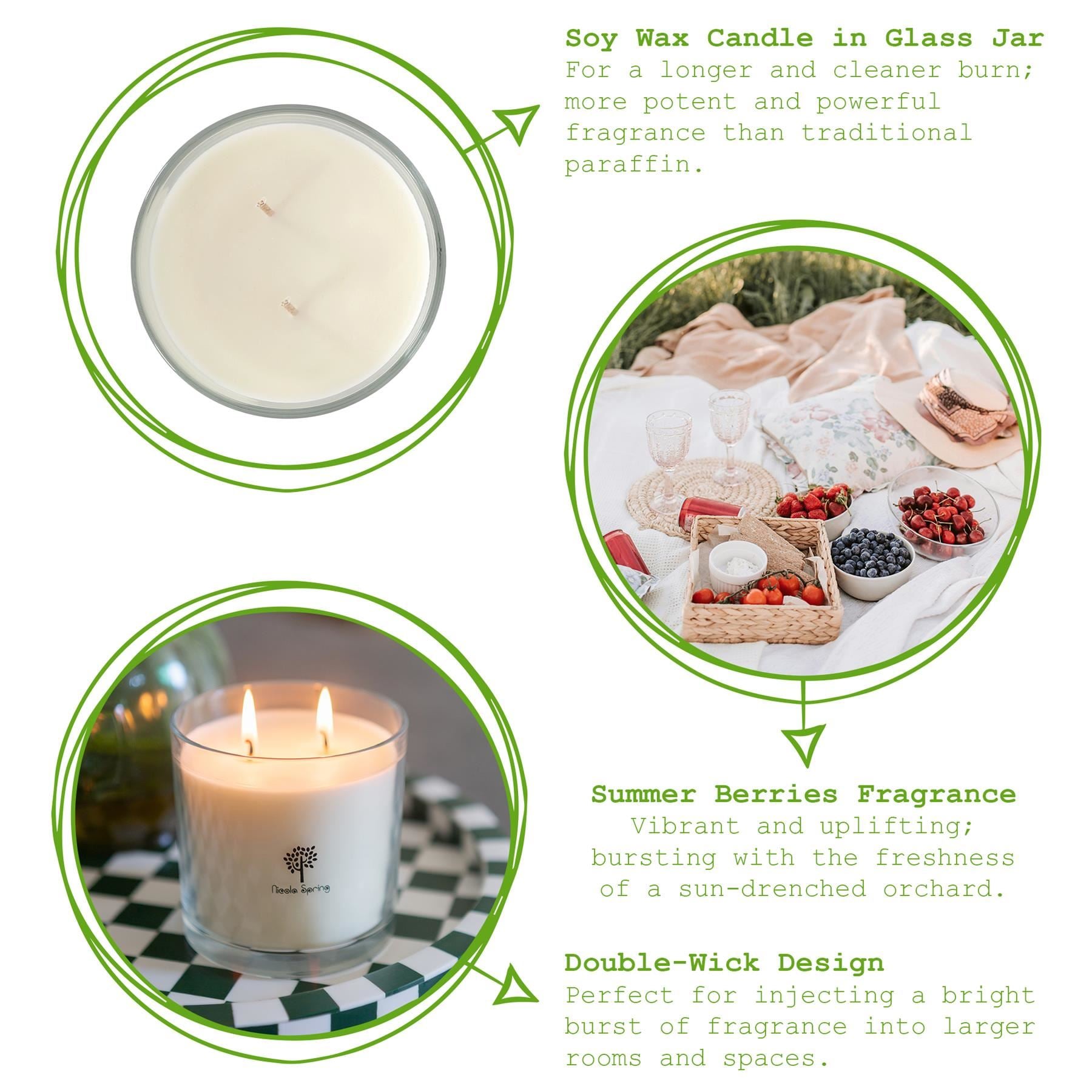 Soy Wax Scented Candle - 400g - Summer Berries