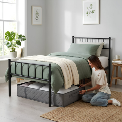 95 Litre Under Bed Storage Bags with Lid - Grey - Pack of 5