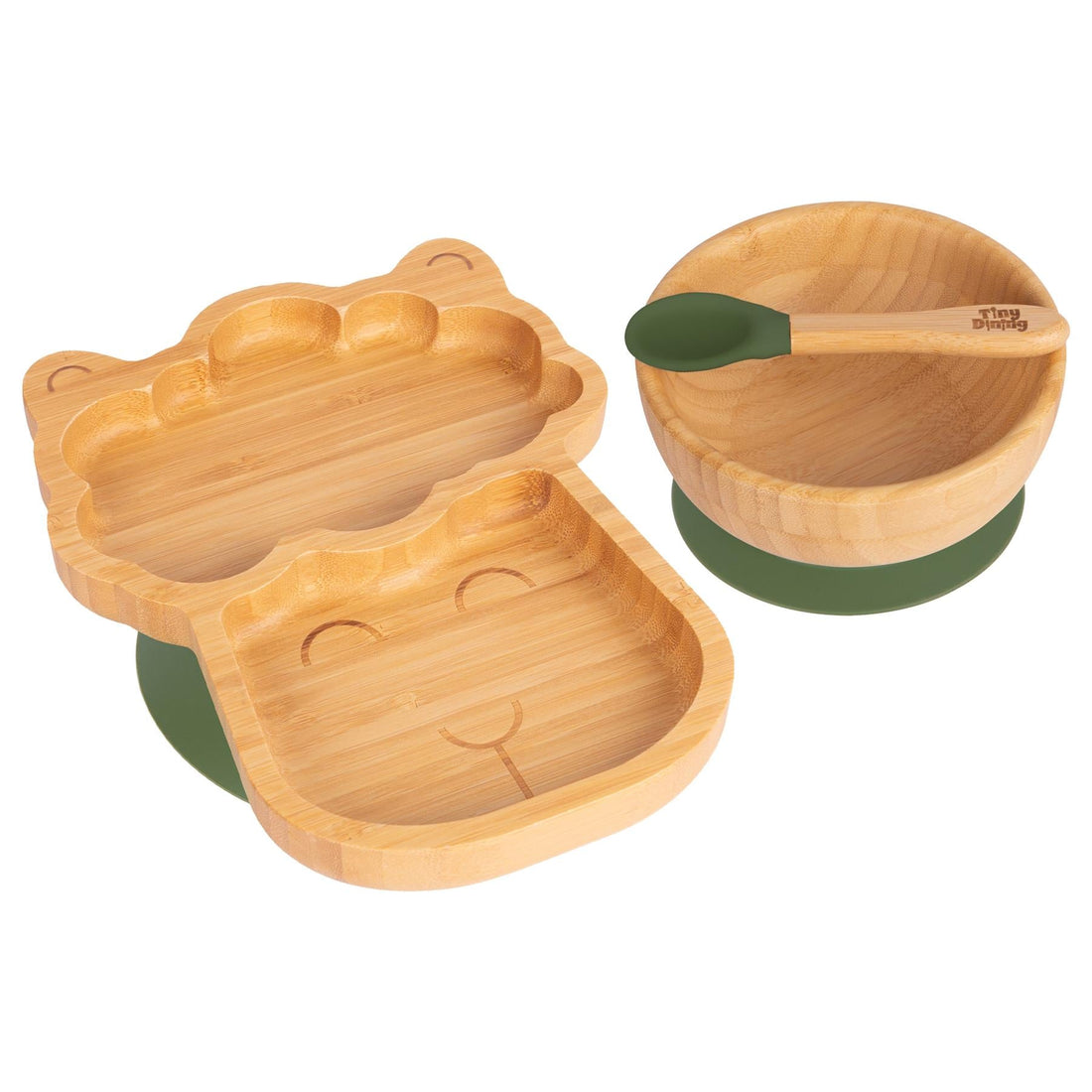 Lenny the Llama Bamboo Suction Dinner Set - Olive