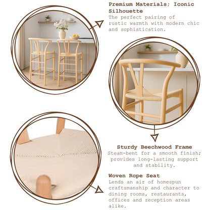 Black Wooden Wishbone Bar Stool