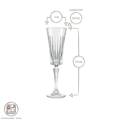 210ml Timeless Crystal Glass Champagne Flutes - Pack of Six