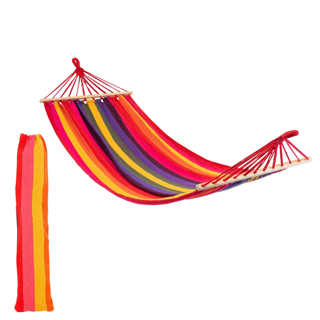 200cm x 80cm Deluxe Multicoloured Striped Cotton Garden Hammock