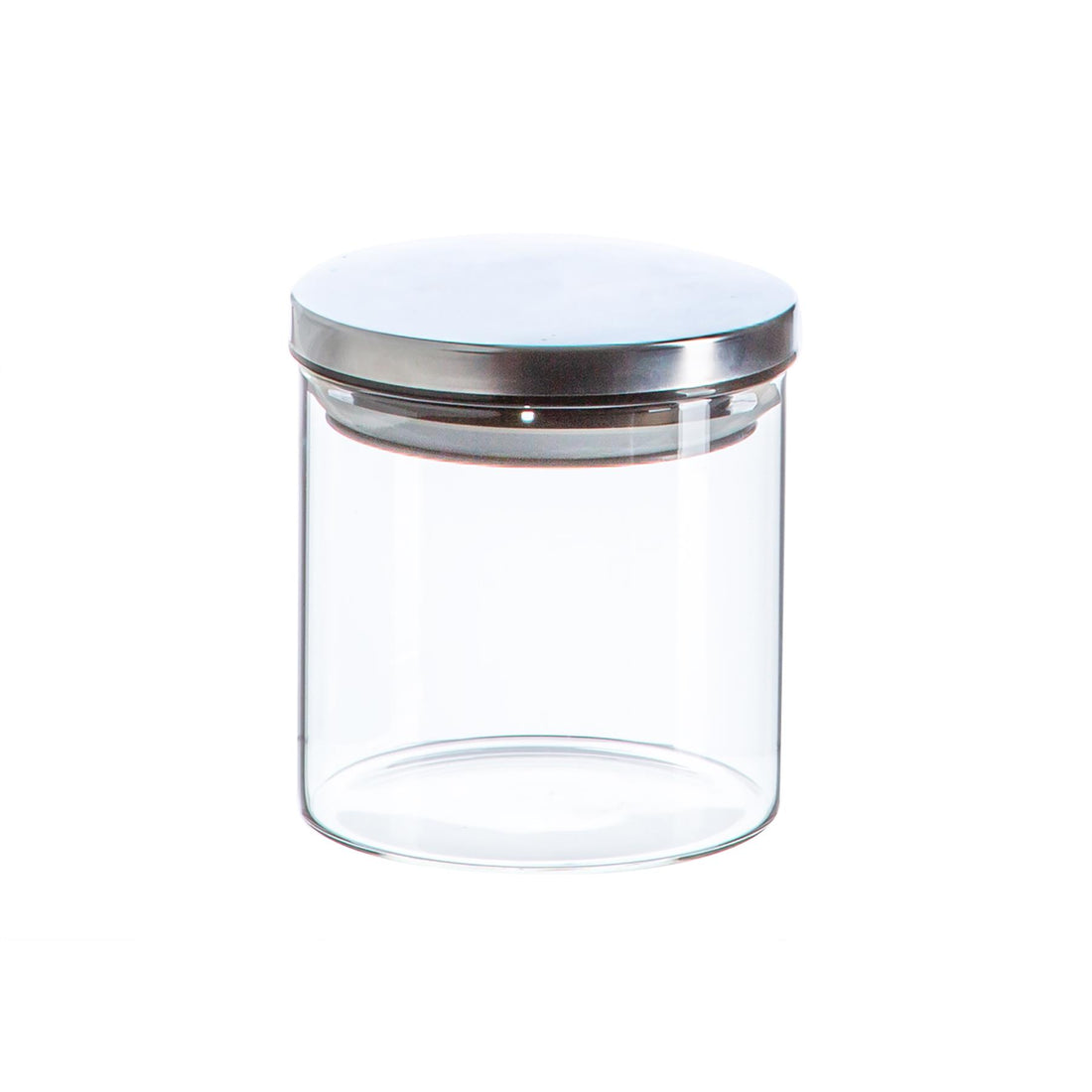550ml Scandi Glass Storage Jar with Silver Metal Lid