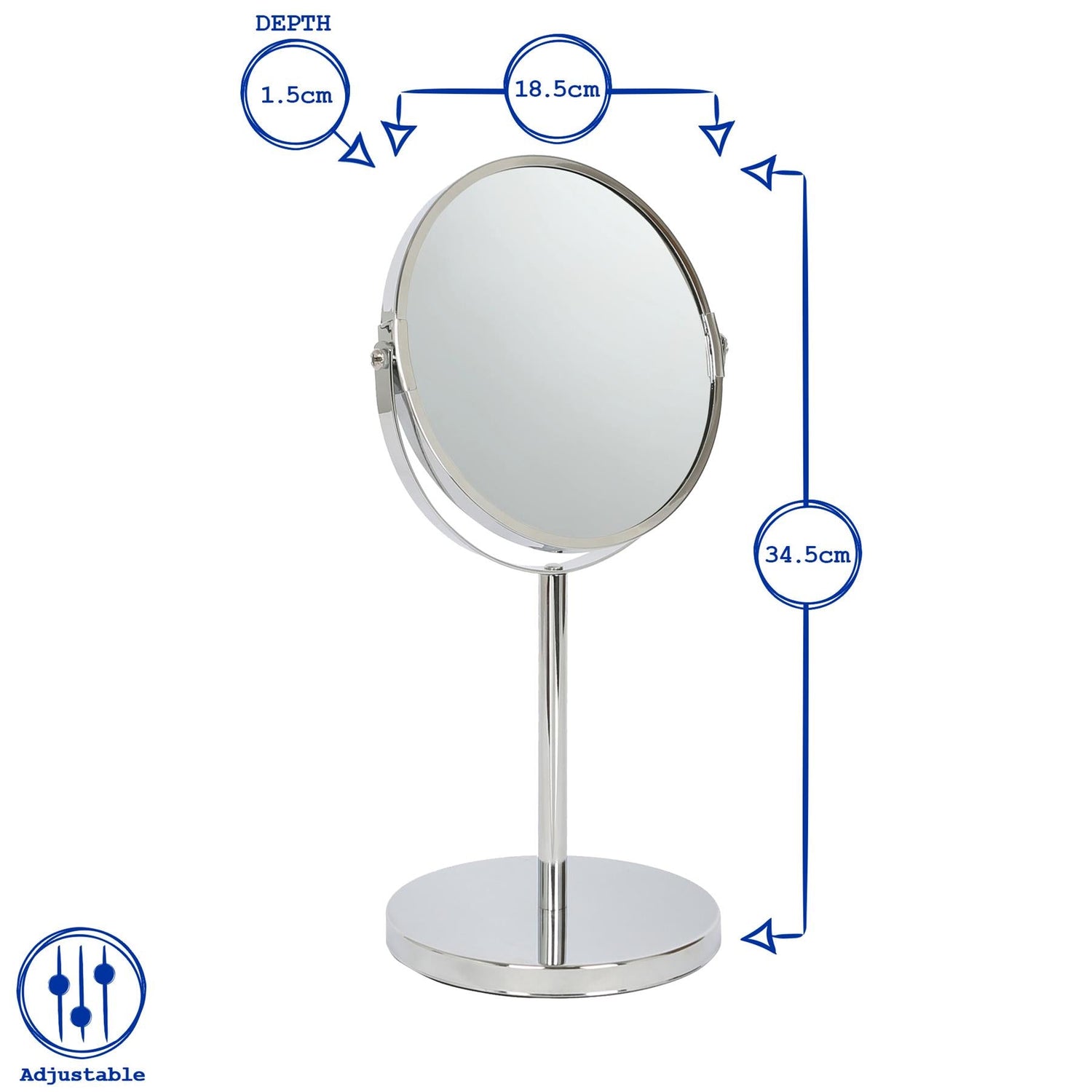 18.5cm x 34.5cm Black Pedestal Mirror