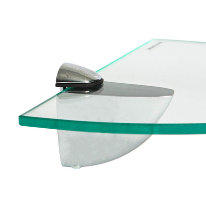 30cm Floating Glass Corner Shelf with Chrome Fixings