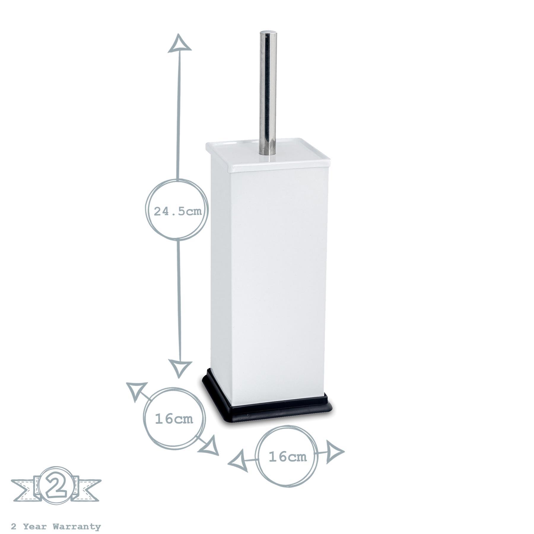 White Square Toilet Brush &amp; Bin Set