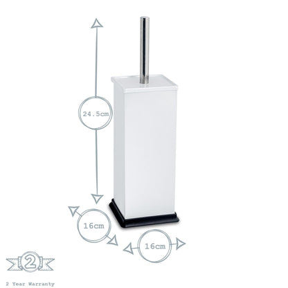 White Square Toilet Brush &amp; Bin Set