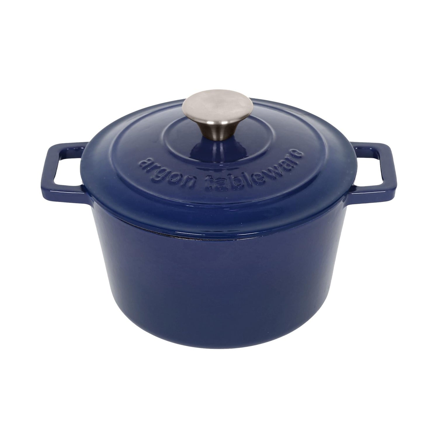 2.8L Dark Blue Round Cast Iron Casserole Dish