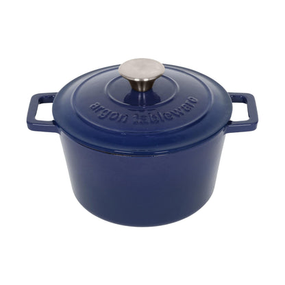 2.8L Dark Blue Round Cast Iron Casserole Dish