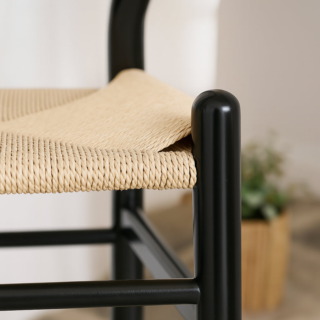 Black Wooden Wishbone Bar Stool