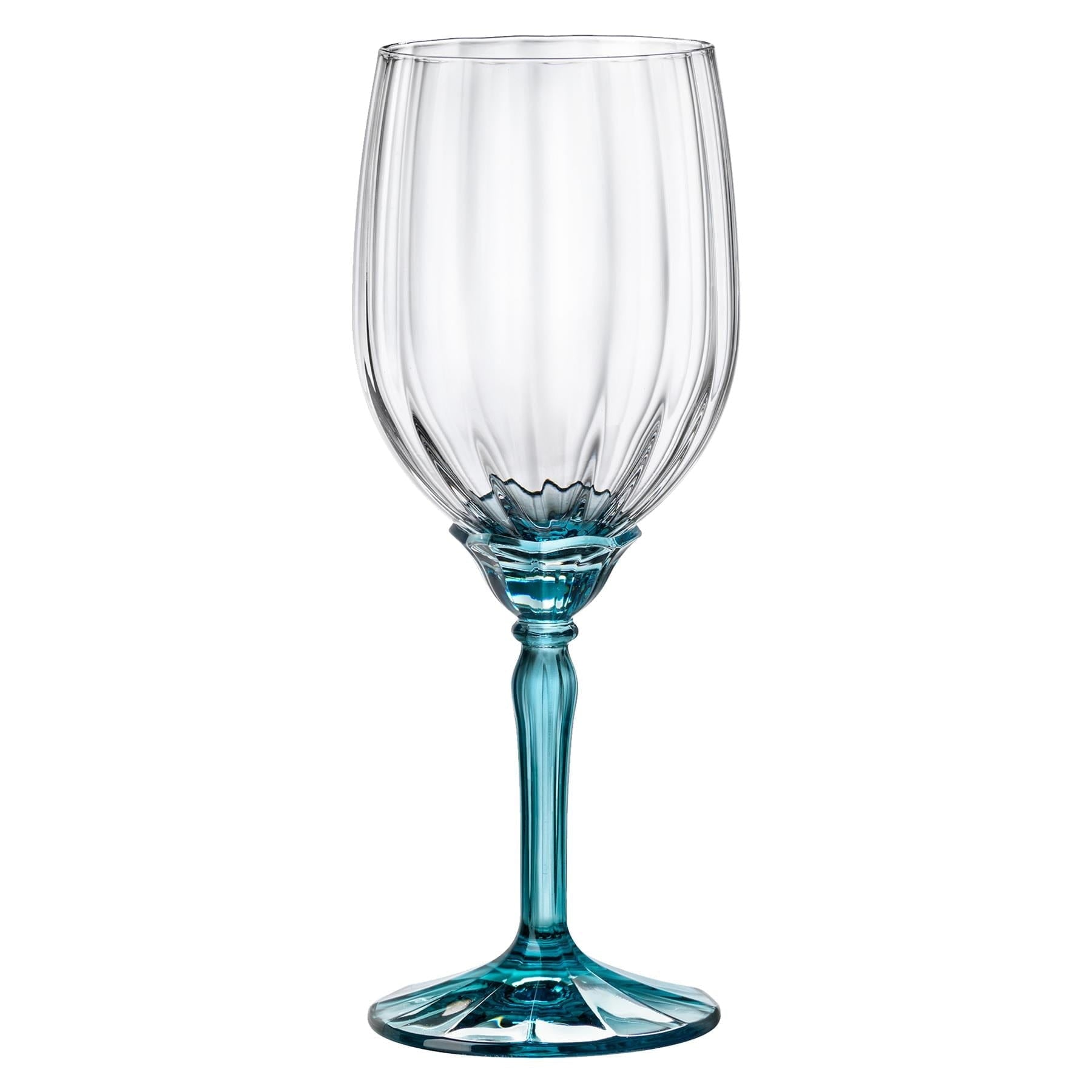 380ml Blue Florian White Wine Glasses - Pack of Six