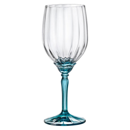 380ml Blue Florian White Wine Glasses - Pack of Six