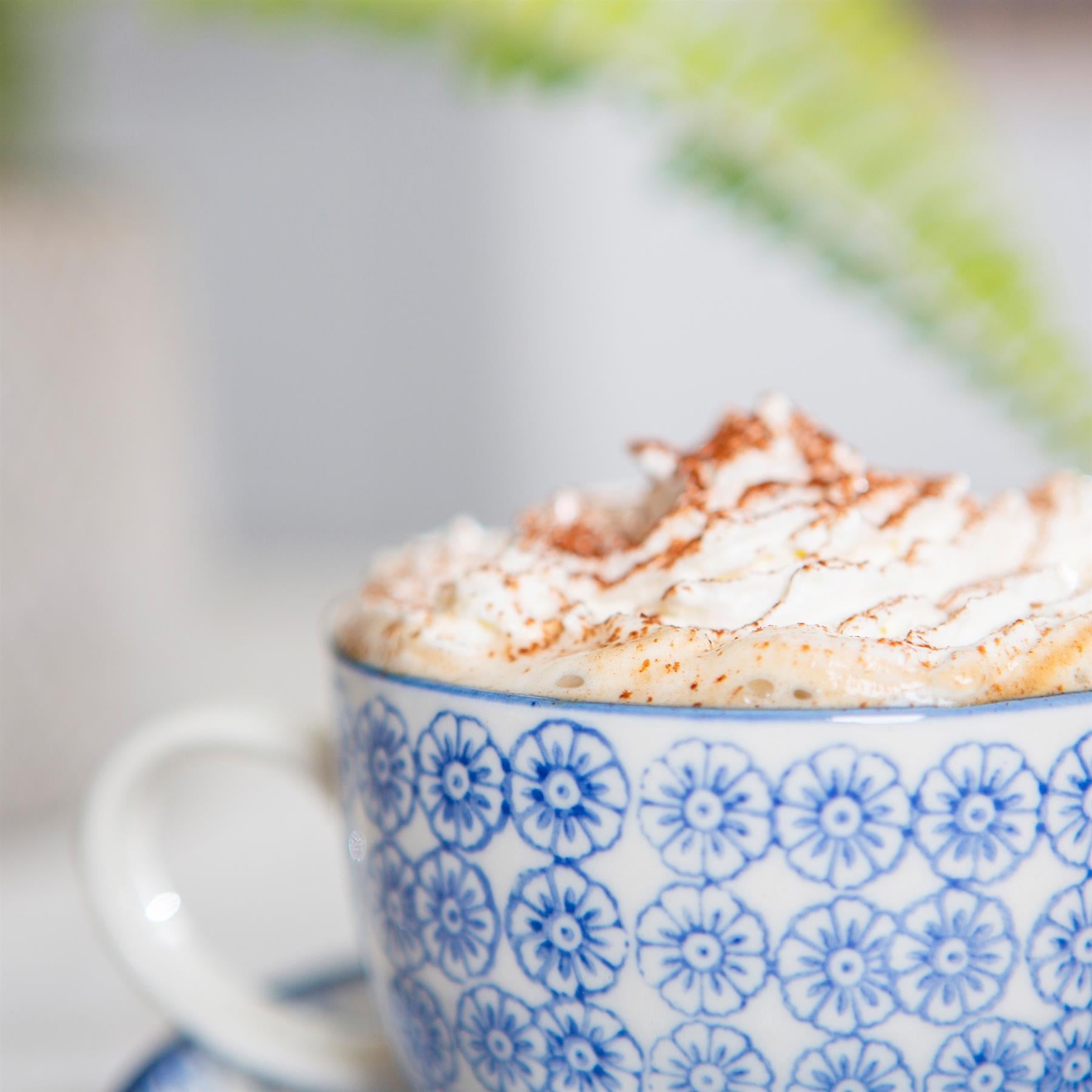 250ml Navy Hand-Printed Stoneware Cappuccino Cups - Pack of Six