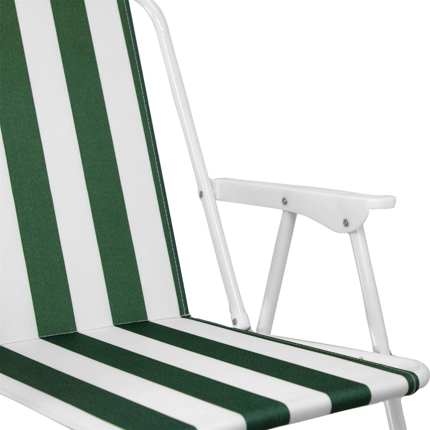 Green &amp; White Folding Metal Beach Chair