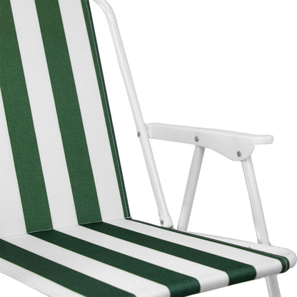 Green &amp; White Folding Metal Beach Chair