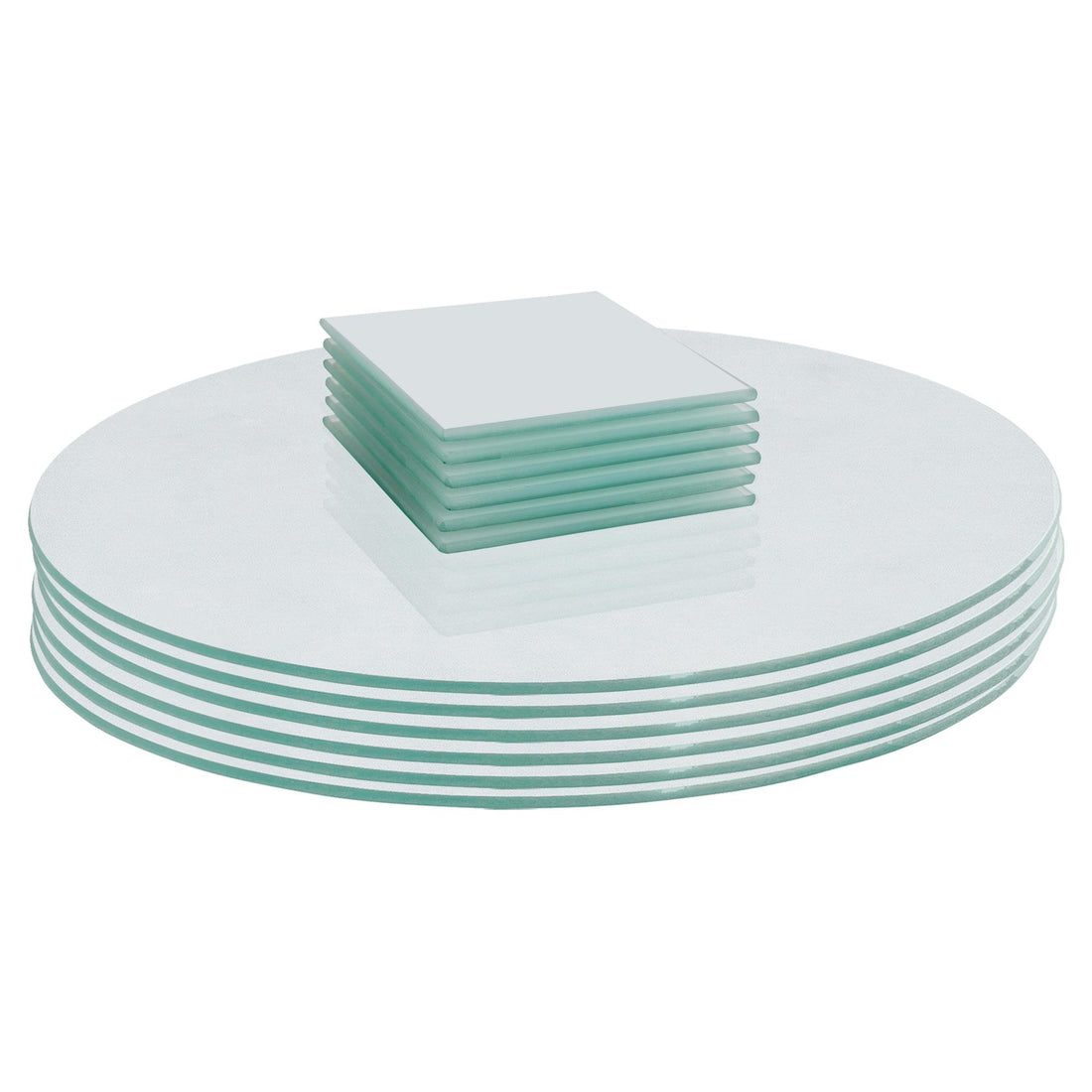12pc White Round Glass Placemats &amp; Square Coasters Set