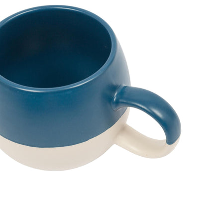 340ml Navy Colour Block Stoneware Sphere Mug