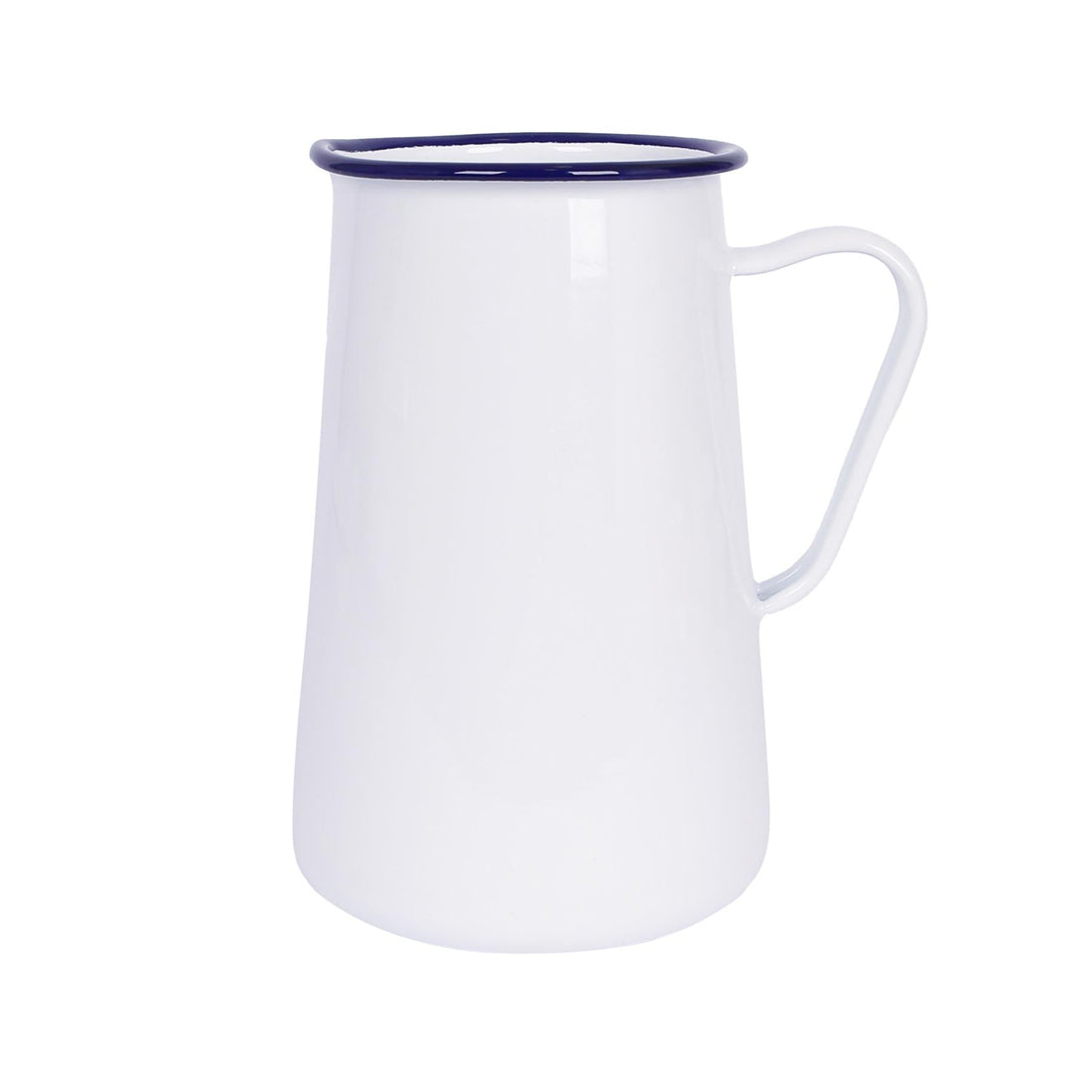 2.1L White Enamel Water Jug - Blue