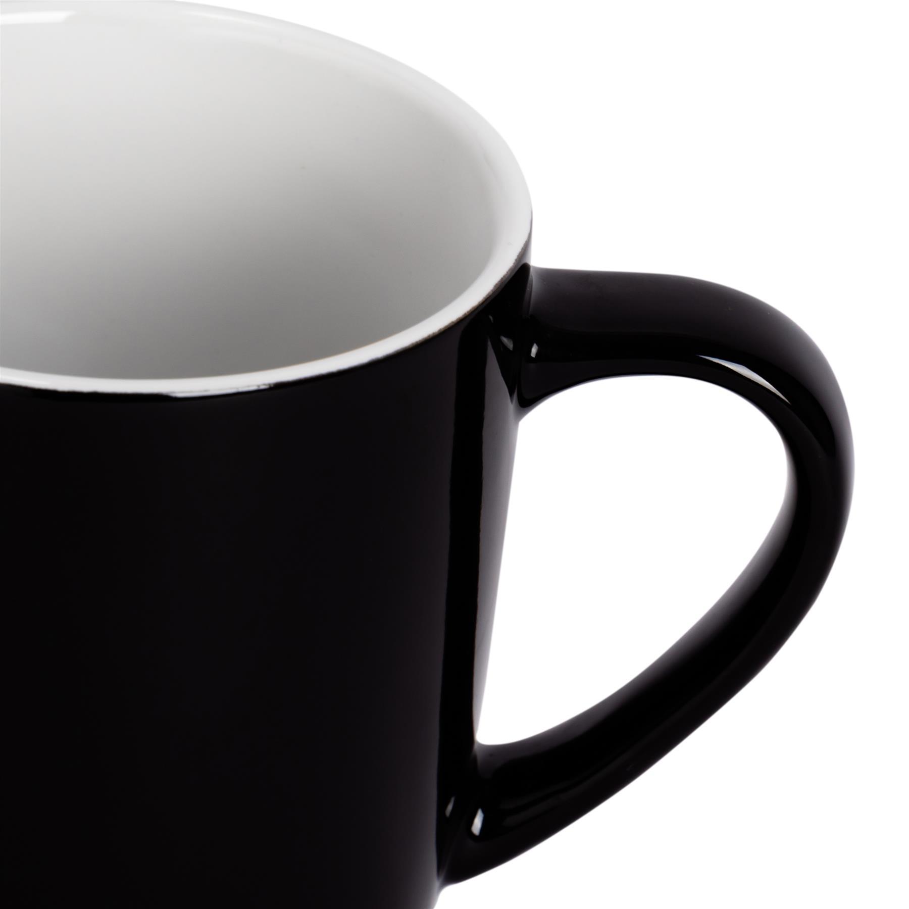 350ml Black Coloured Coffee Mugs - Pack of Six