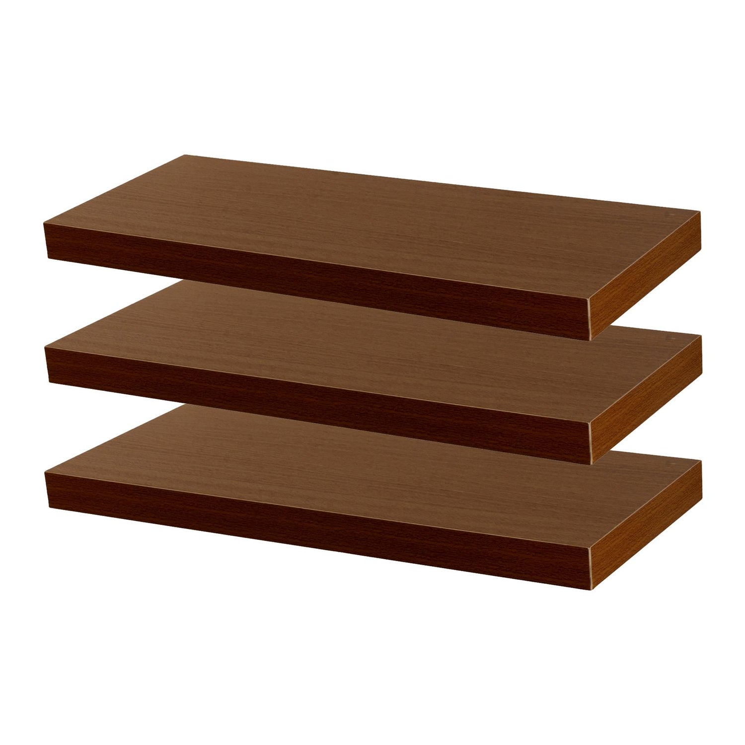 60cm Walnut Modern Floating Shelves - Pack of Three