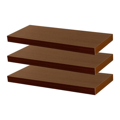 60cm Walnut Modern Floating Shelves - Pack of Three