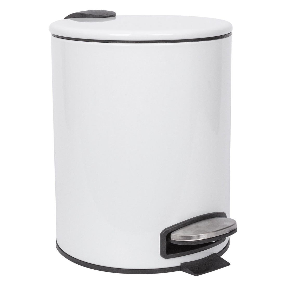 5L White Round Stainless Steel Pedal Bin