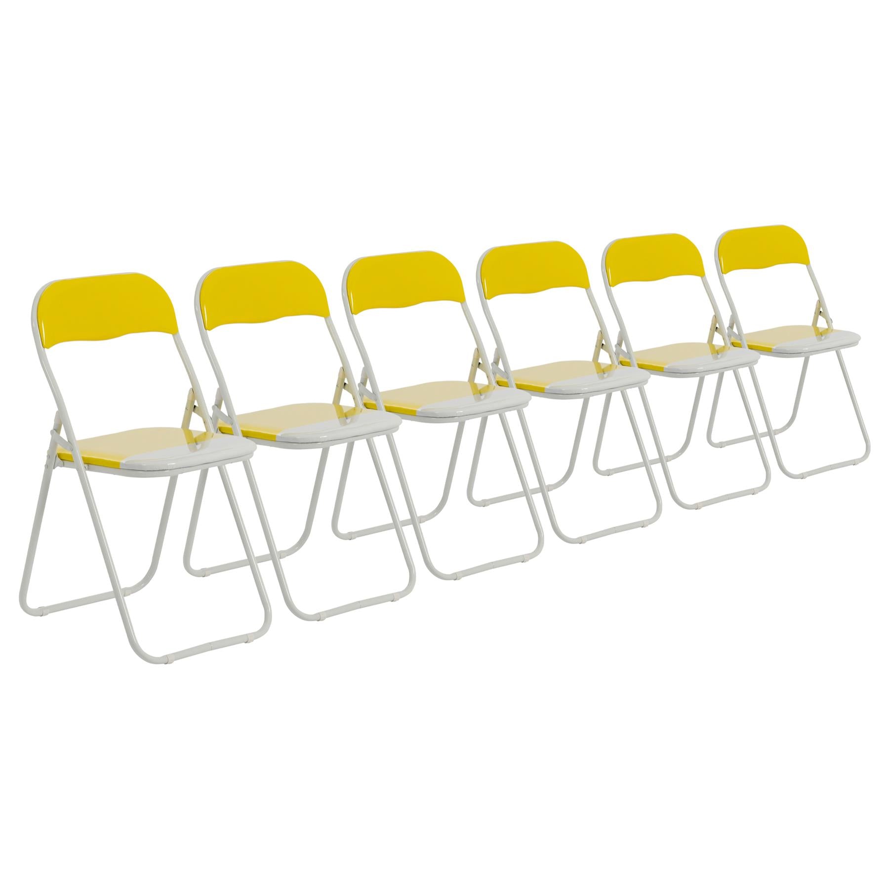 Yellow Wave Padded Folding Chair - Pack of Six
