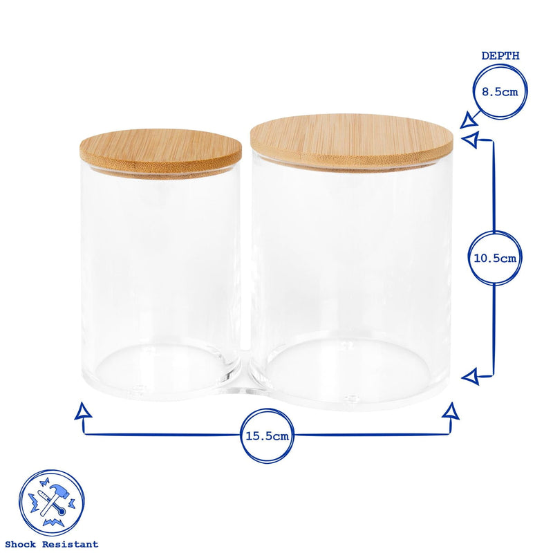 Twin Bathroom Canister with Bamboo Lid - By Harbour Housewares