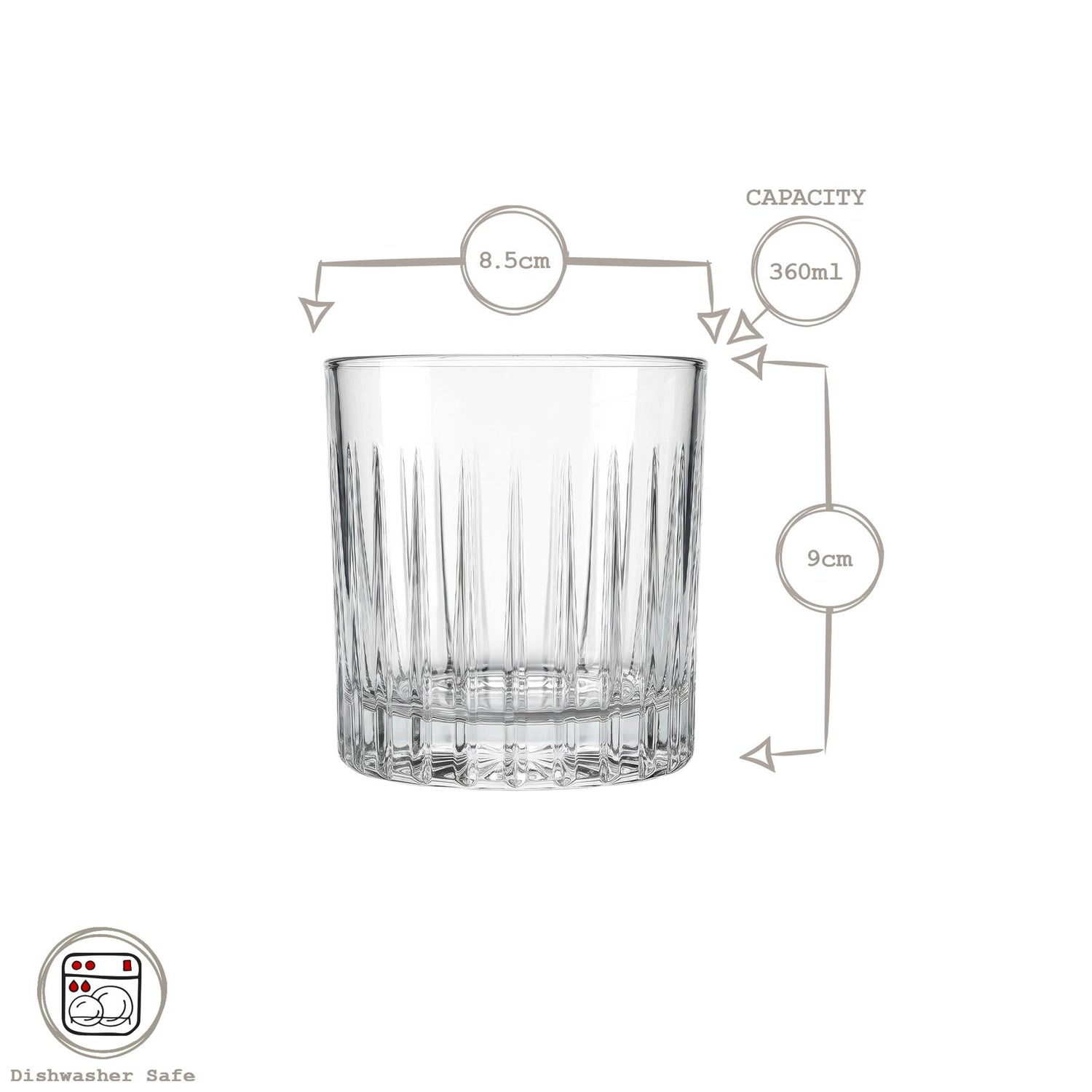 360ml Timeless Crystal Double Whisky Glasses - Pack of Six