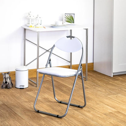 White Curved Padded Folding Chair
