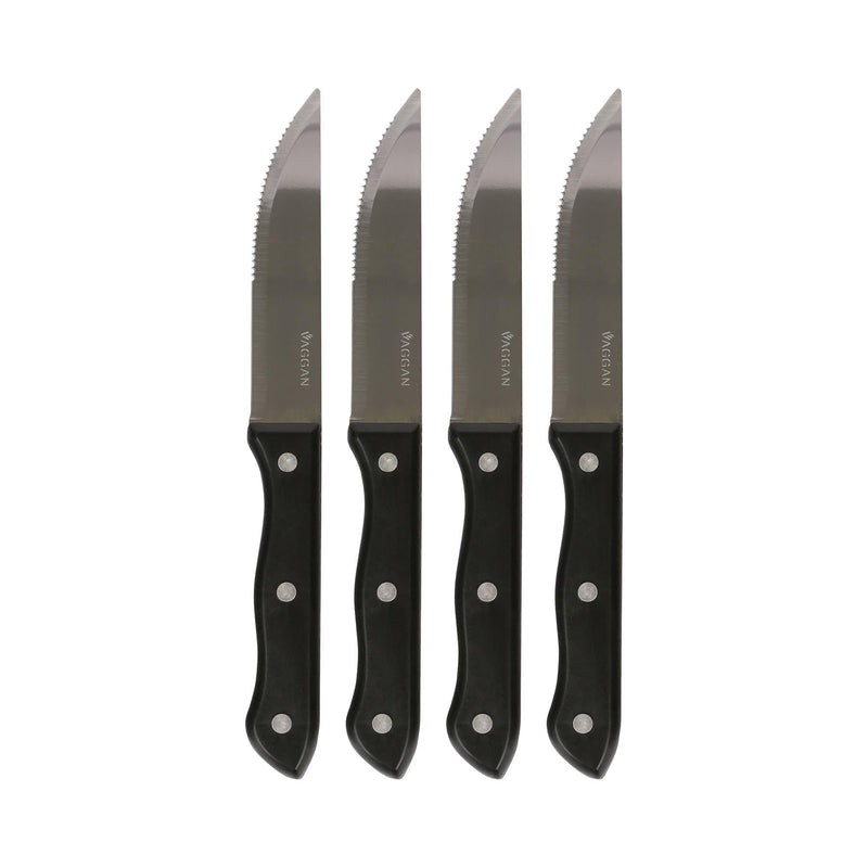 4pc Stainless Steel Steak Knife Set - 25cm - Black - By Vaggan