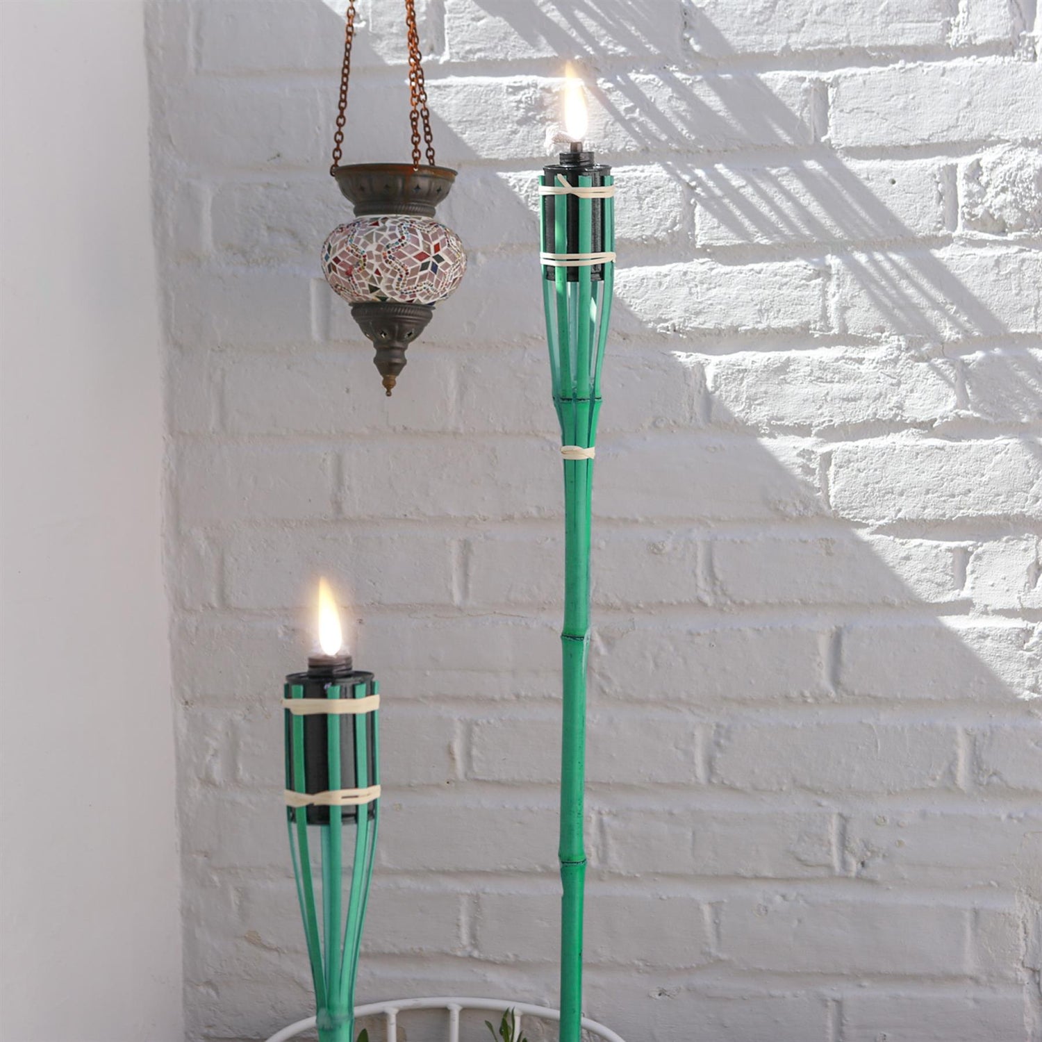 Green Bamboo 60cm Garden Fire Torches - Pack of Six
