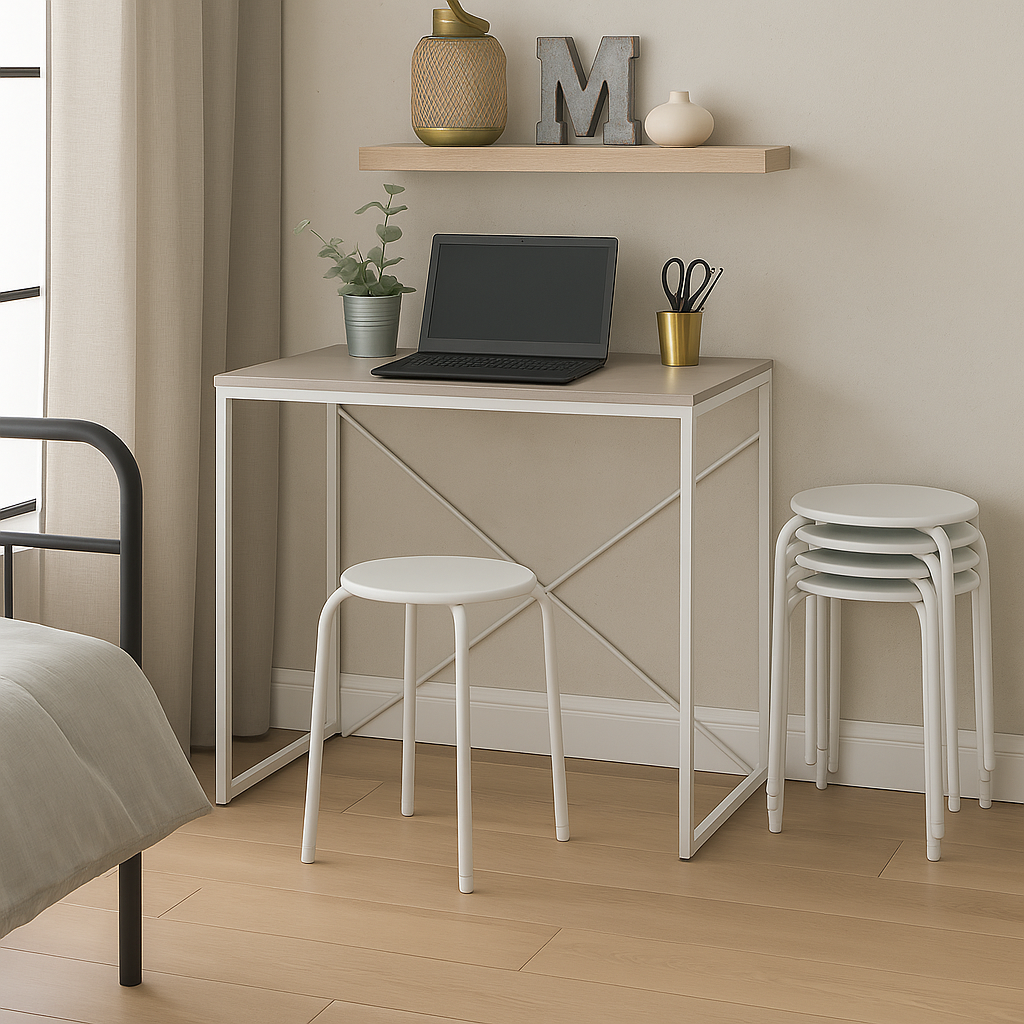 Matt White Metal Stacking Stools - Pack of 6