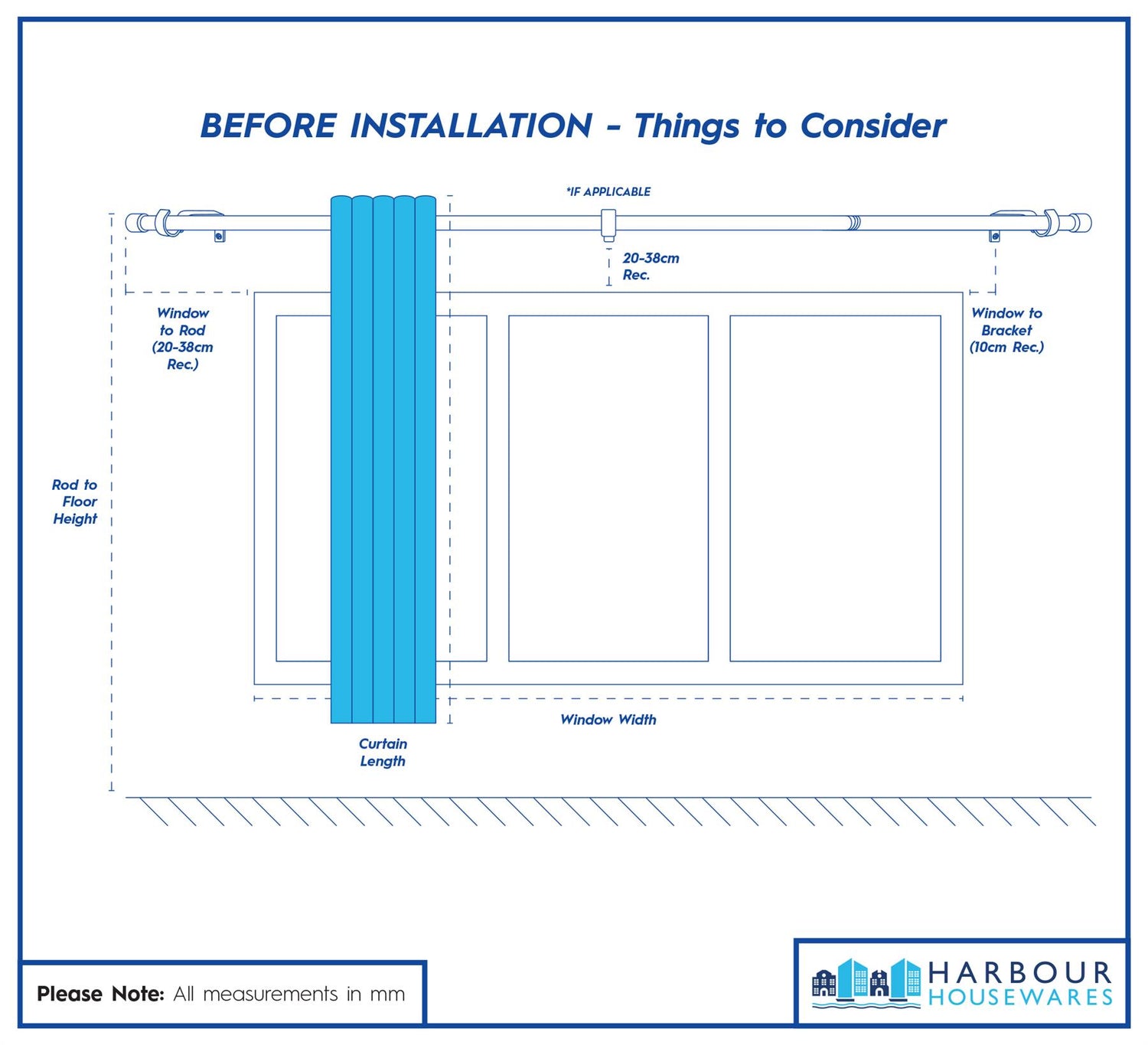 Extendable Metal Ball Curtain Pole Kit - 77 to 250cm - Matt Black