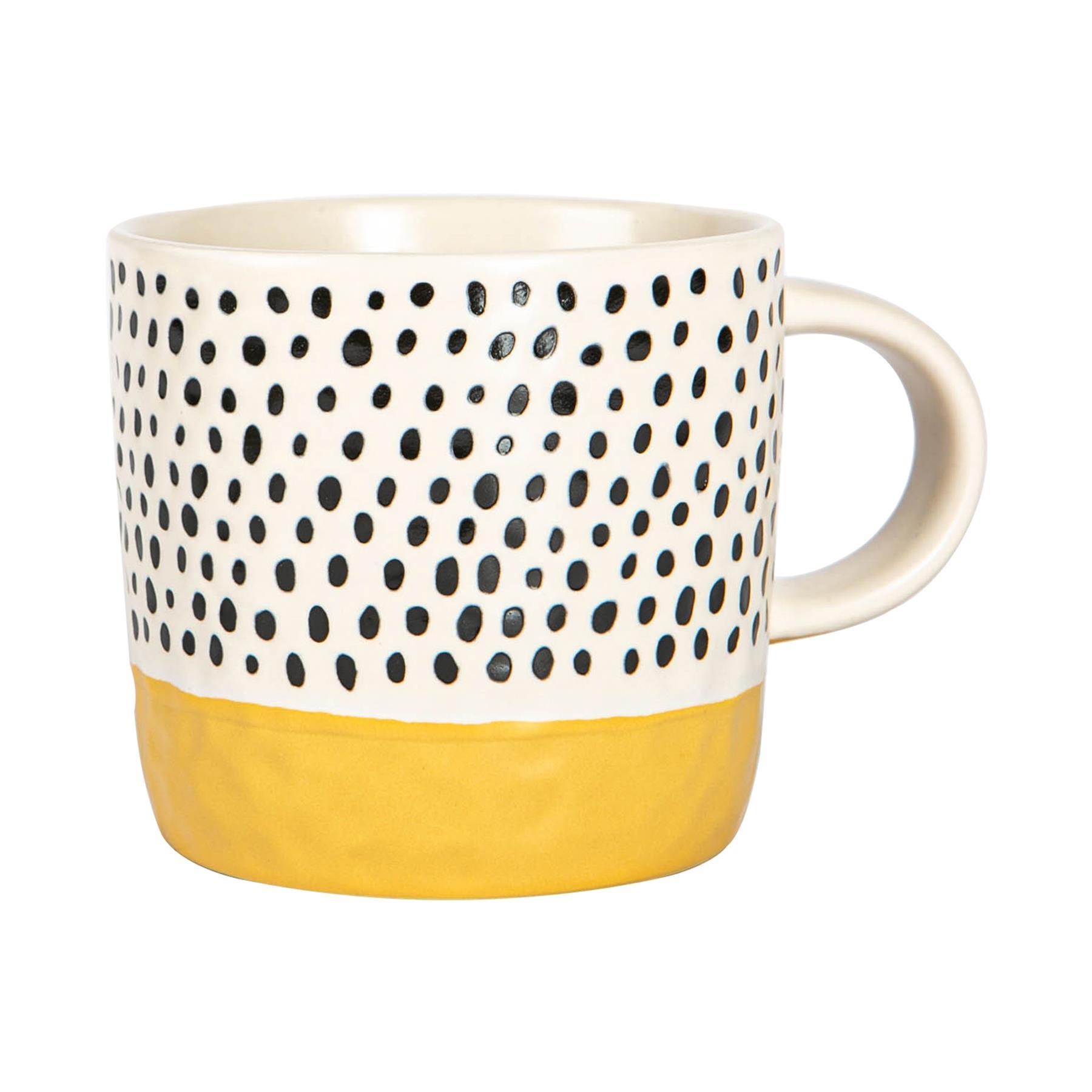 385ml Yellow Colour Block Spot Portuguese Stoneware Coffee Mug