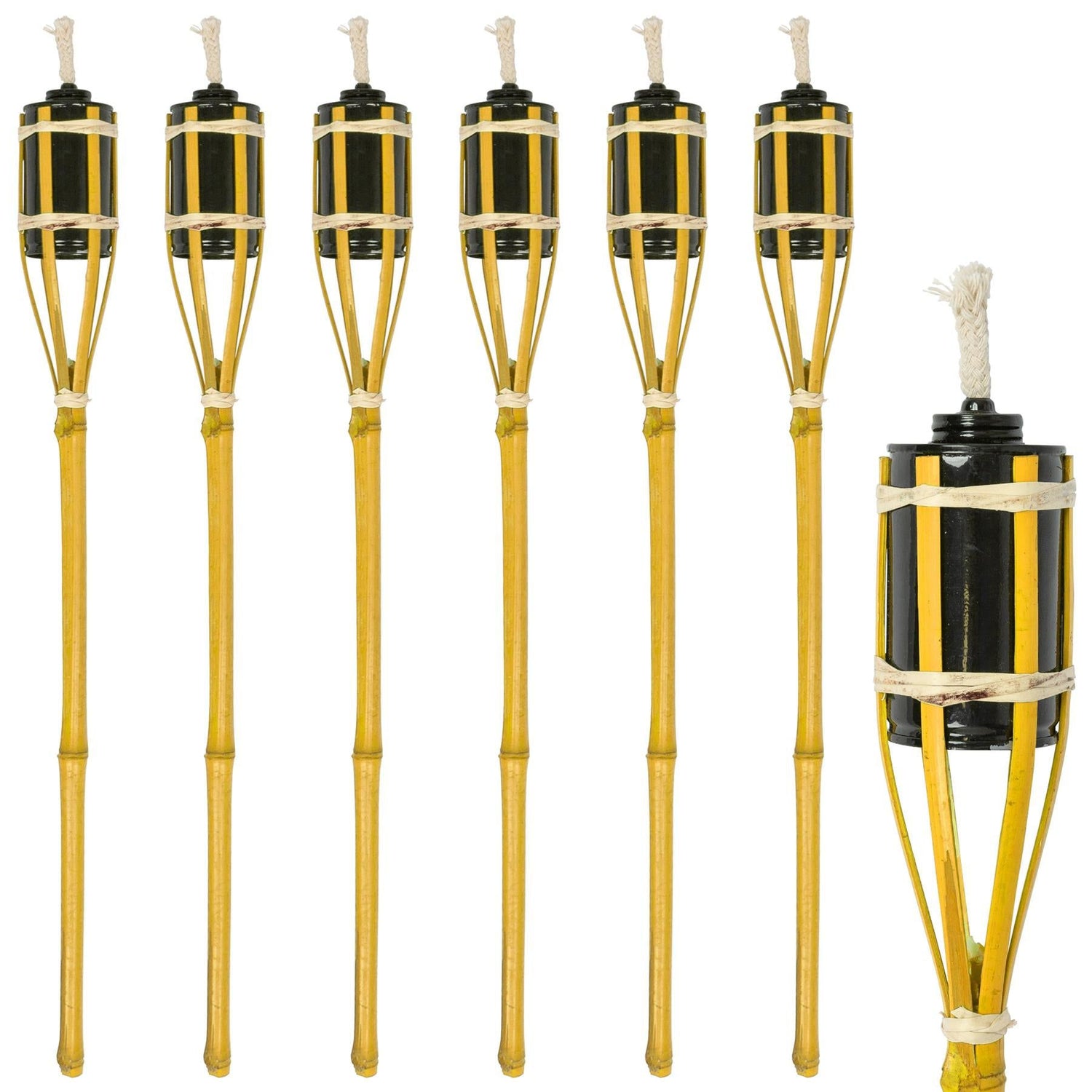 Yellow Bamboo 60cm Garden Fire Torches - Pack of Six