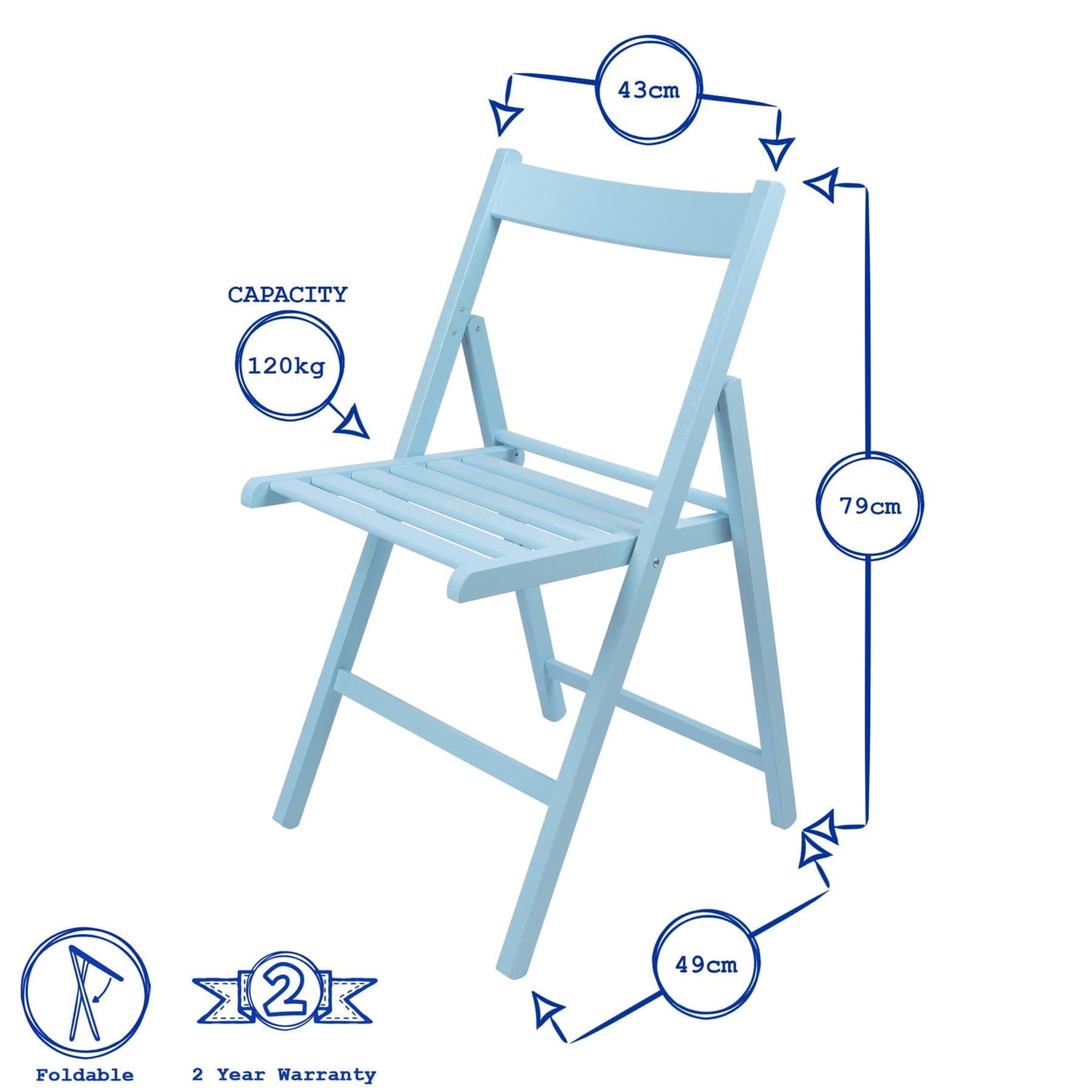White Beech Wood Folding Chair