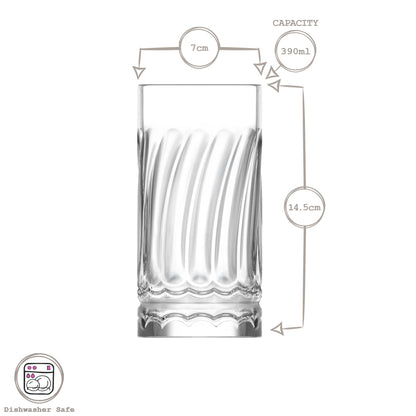 390ml Wave Highball Glasses - Pack of 6