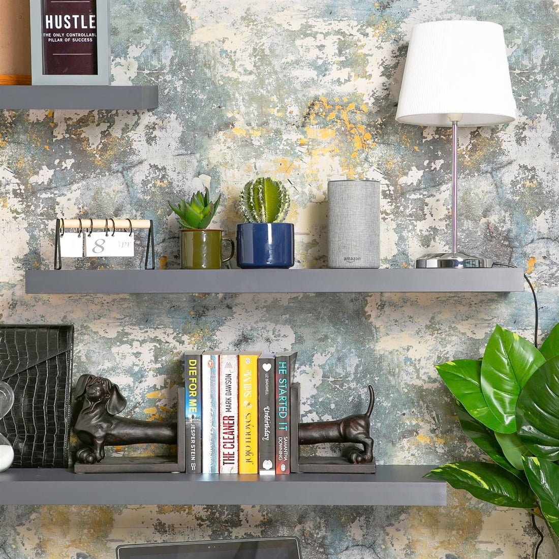 80cm Grey Modern Floating Shelves - Pack of Two