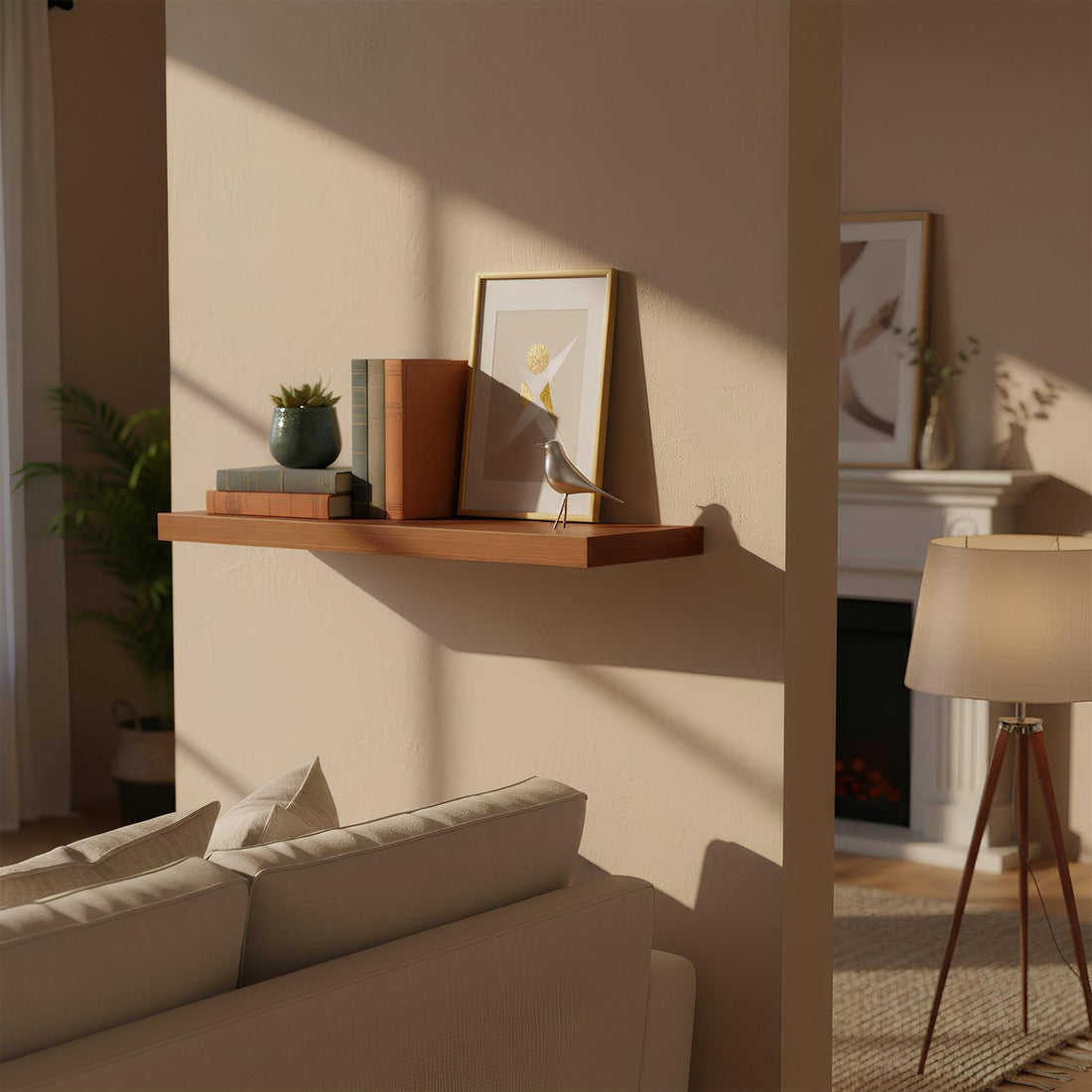 60cm Walnut Modern Floating Shelf