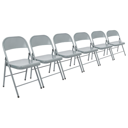 Matt Grey Metal Folding Chair - Pack of Six