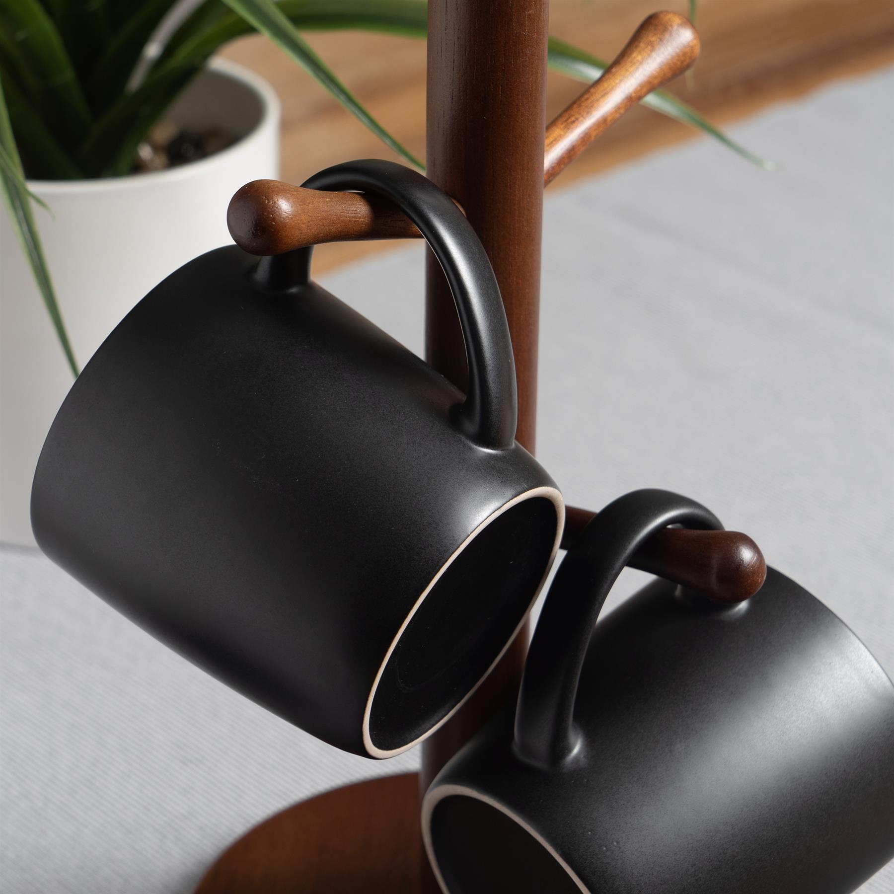 350ml Matt Black Coloured Coffee Mugs - Pack of Six