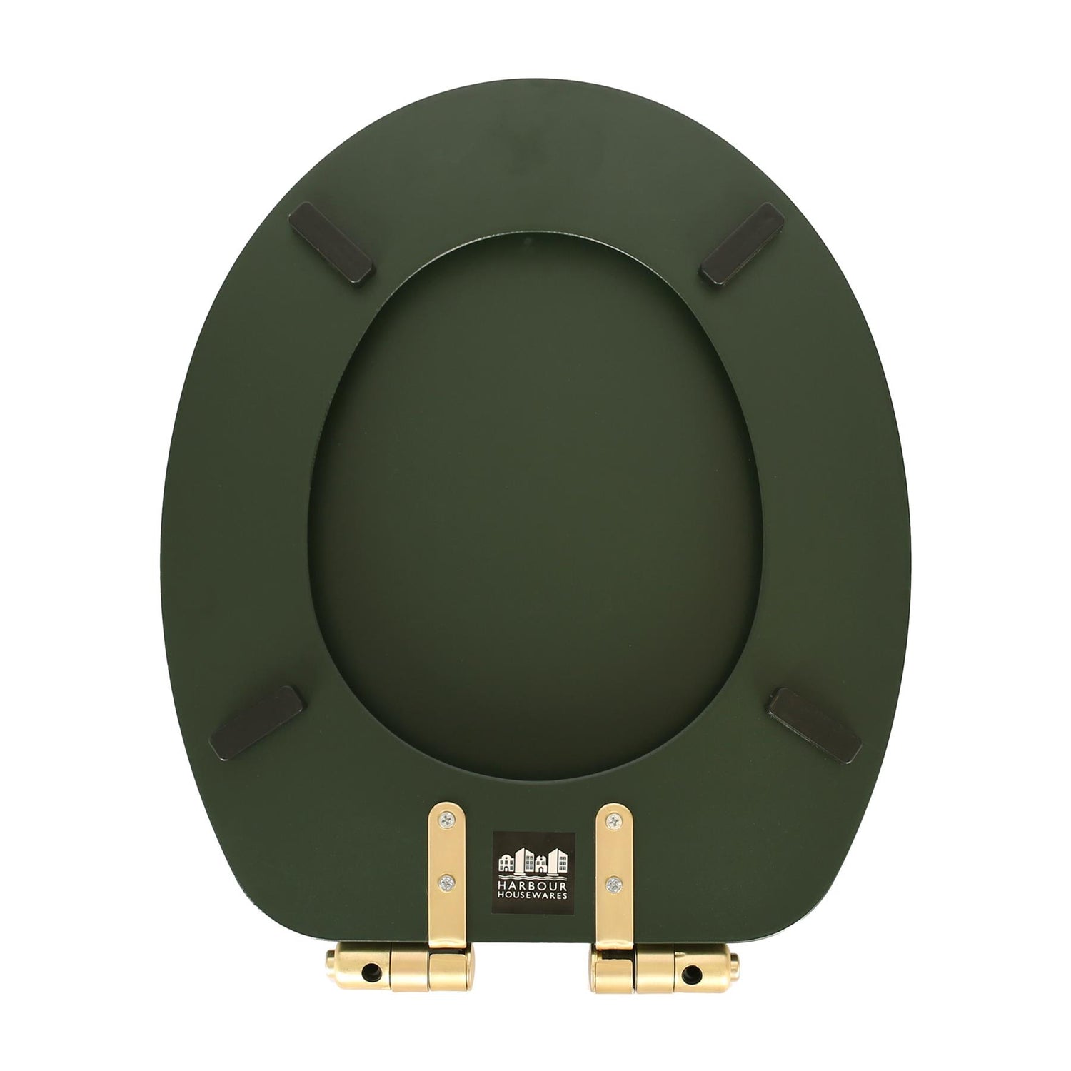 Wooden Soft Close Toilet Seat - Green/Gold