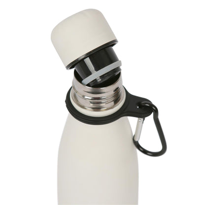 500ml White Stainless Steel Water Bottle with Carabiner Clip