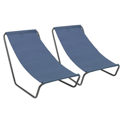 Navy Folding Beach Loungers - Pack of 2