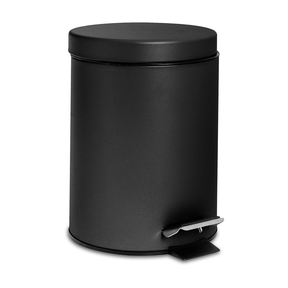 3L Matt Black Round Stainless Steel Bathroom Pedal Bin